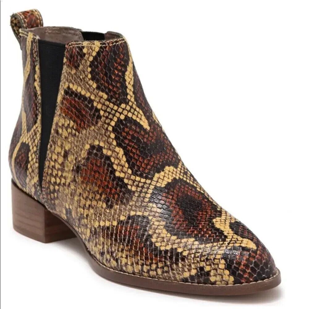 Madewell Women The Carina Snake Embossed Leather Boots Size 7 Brown